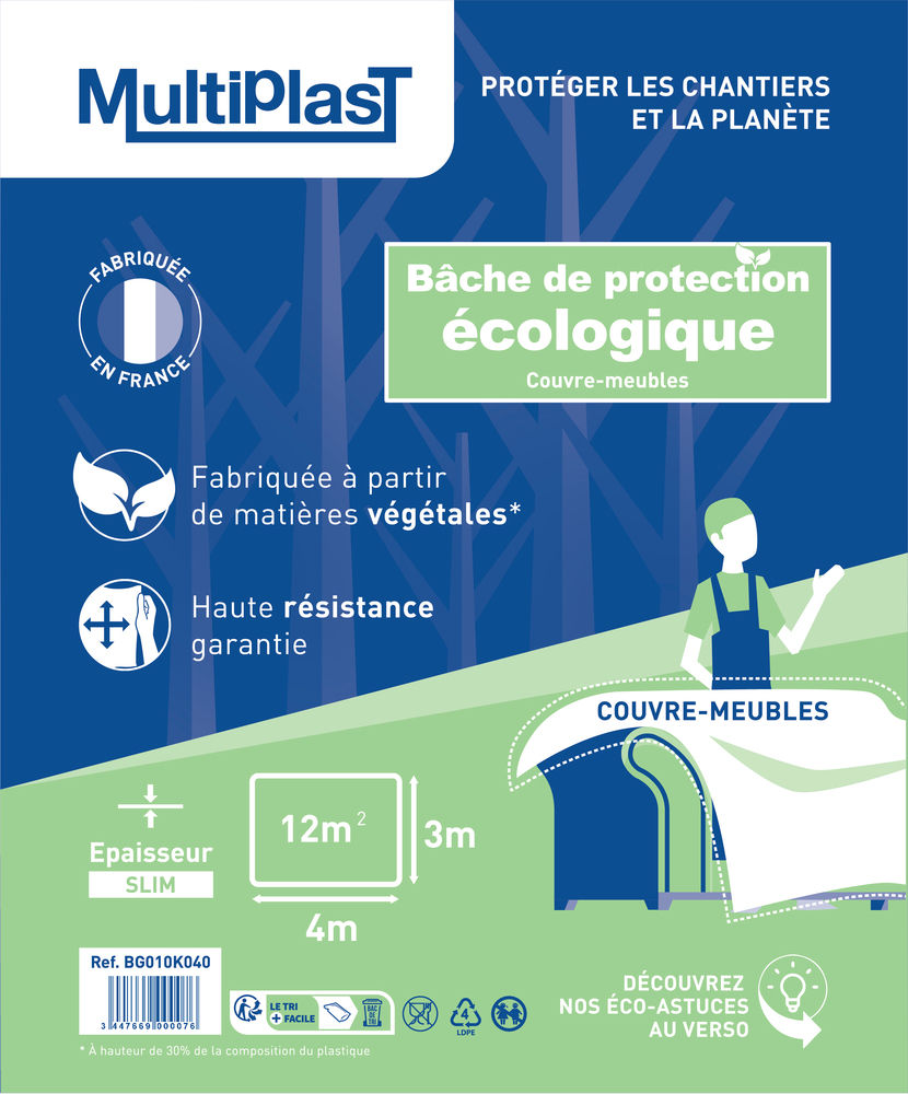 Bâche De Protection Universelle 3 X 4 M – Blanc, Imperméable, Résistante Moisissure – Avec œillets En Aluminium