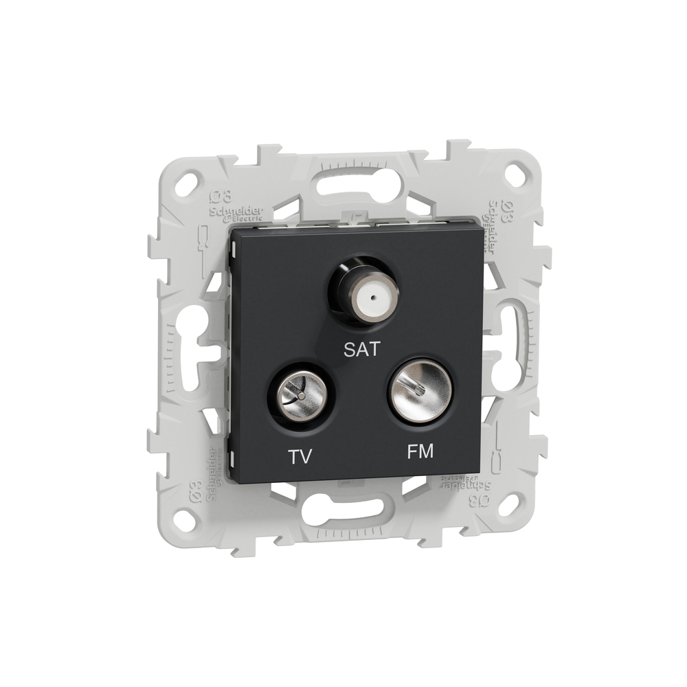 Prise TV FM SAT Schneider ALB83329 Anthracite 1E3S - Stock D'entreprise Neuf
