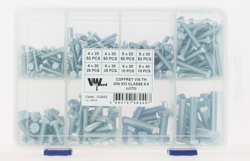 Coffret Vis Métaux Tête Hexagonale Inox A4 - 145 Pièces Pour Réparation Auto