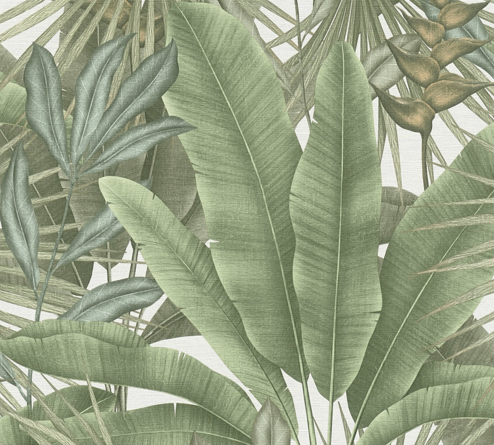 Papier peint pré-encollé effet sumatra vert 53 cm x 10 m AS CREATION