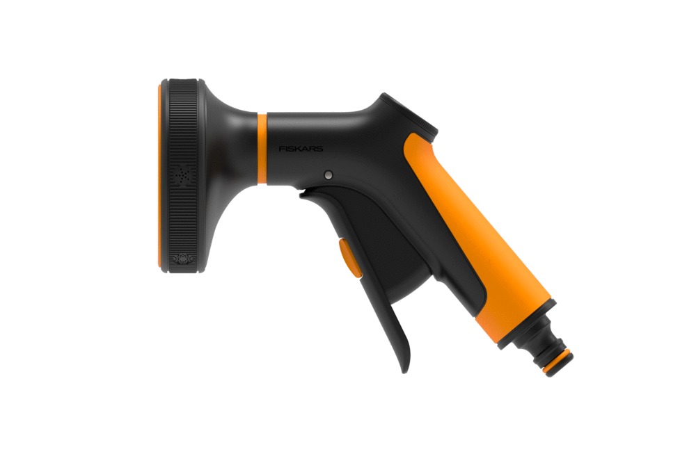 Pistolet Pulvérisateur Fiskars 5 Fonctions - Réglable Avec SoftGrip - Arrosage Jardin Universel Noir/Orange