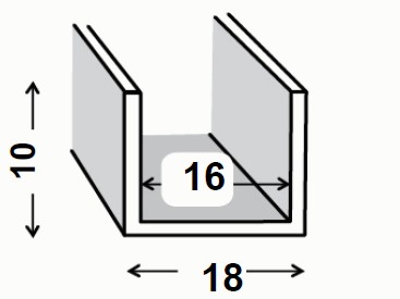 CQFD U PVC Blanc 10 X 18 X 10 X 1 Mm Int.16 1 M - Profilé De Finition