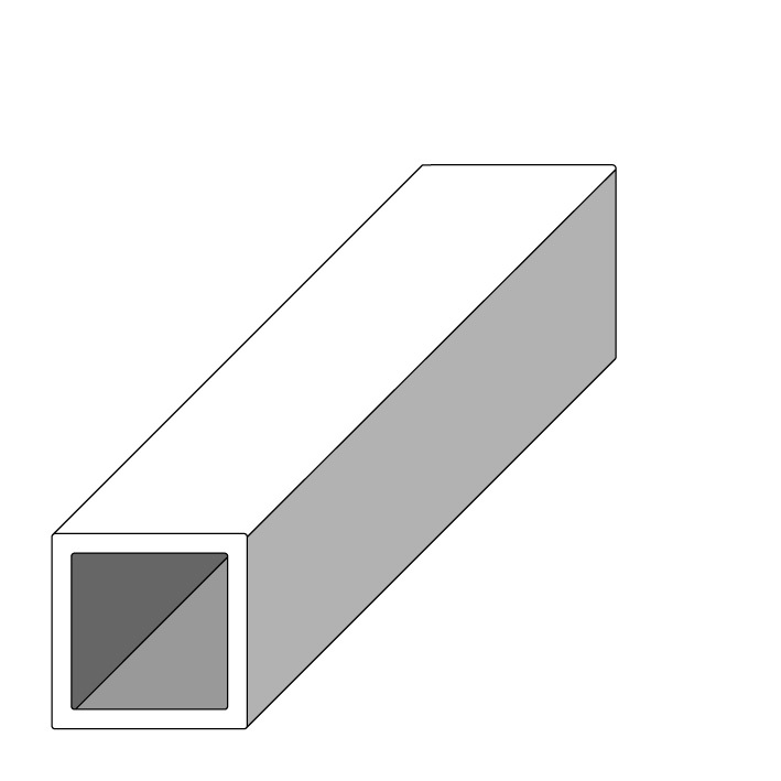 Tube Rectangulaire En Acier S235JR - 20x10 Mm - Épaisseur 1,5 Mm - Longueur 1100 Mm - Brut