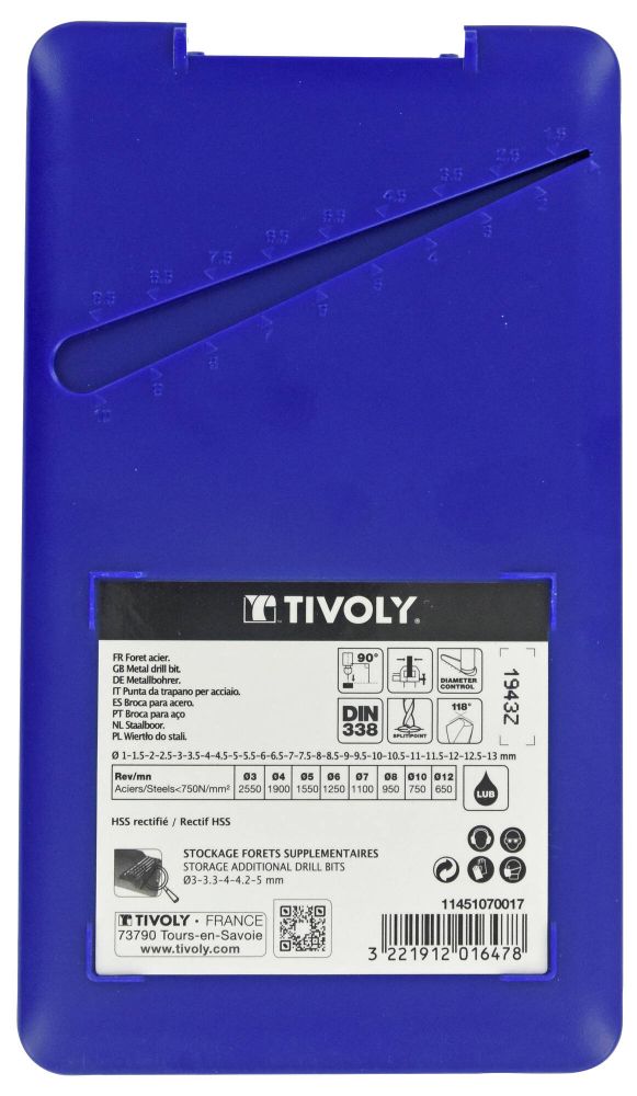 Tivoly 11436841600 Foret Tx Hss Taillé Meulé Cylindrique Court