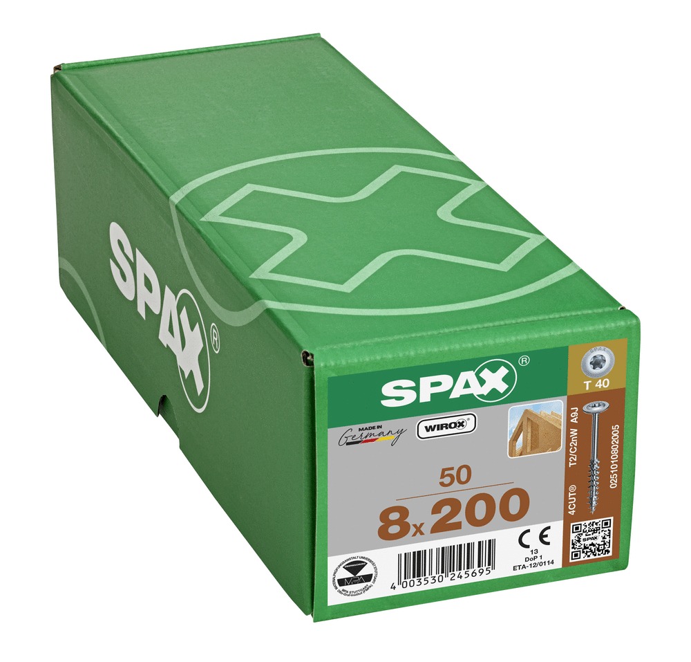 Spax Vis bois Tête fraisée TORX T20 5X80 Filetage partiel WIROX-10 pièces | Leroy Merlin