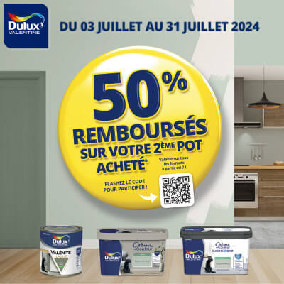 offre de remboursement akzo nobel dulux valentine 50% sur le 2&egrave;me pot achet&eacute;