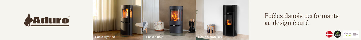 Poêle à bois, poêle à granulés ou poêle hybride marque ADURO