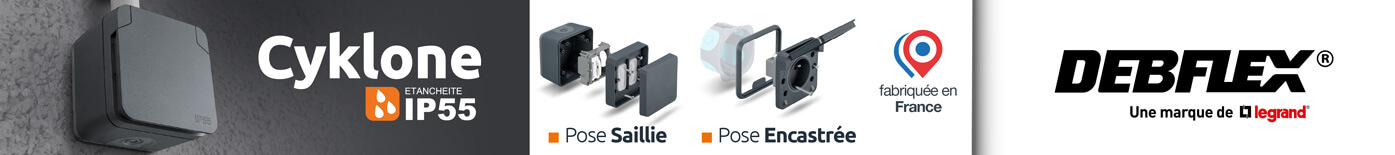 Gamme Cyklone prise et interrupteur étanche Marque DEBFLEX