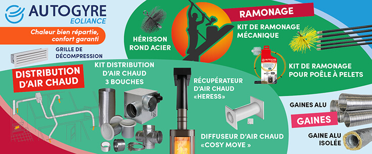 Outillage pour ramoner les poêles / cheminées Marques AUTOGYRE et DMO