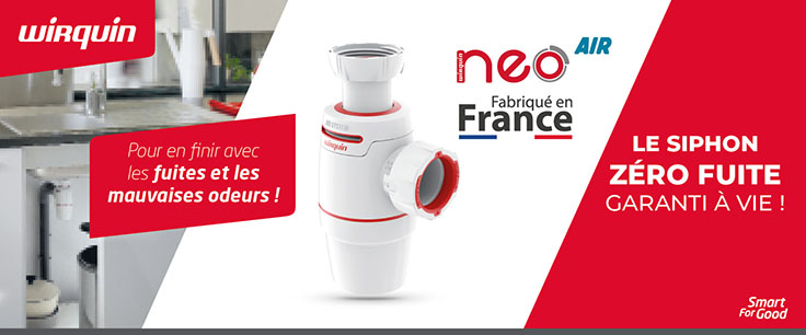 wirquin évacuation et vidage évier de cuisine neo air / siphon zéro fuite