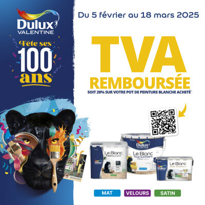 offre remboursement akzo nobel dulux valentine TVA rembours&eacute;e sur votre pot de peinture blanche