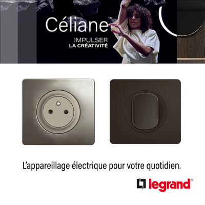 Gamme d'appareillages d'intérieur, gamme CELIANE, plaque de finition, interrupteur 