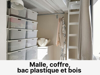 Malle, coffre et bac plastique et bois