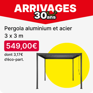 Pergola aluminium et acier 3 x 3 m