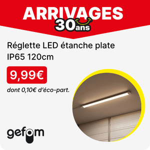 R&eacute;glette LED &eacute;tanche plate IP65 120cm - GEFOM