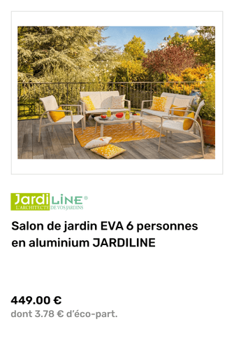 Salon de jardin EVA 6 personnes en aluminium JARDILINE