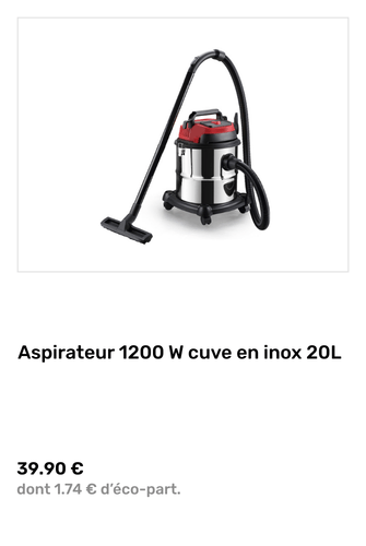 Aspirateur 1200 W cuve en inox 20L - KINDFORD
