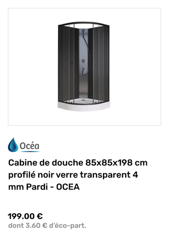 Cabine de douche 85x85x198 cm profil&eacute; noir verre transparent 4 mm Pardi
