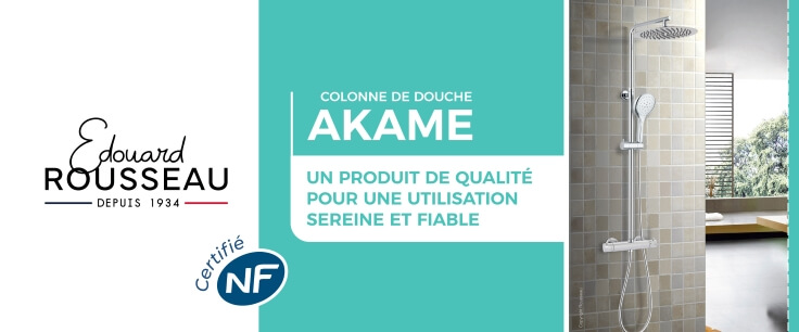 Colonne de douche avec mitigeur Chrome Akame NF - EDOUARD ROUSSEAU
