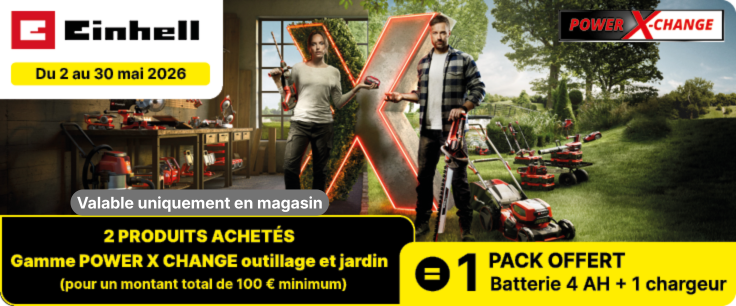 Offre EINHELL 2 produits achet&eacute;s = 1 pack offert