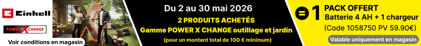 Offre EINHELL 2 produits achet&eacute;s = 1 pack offert
