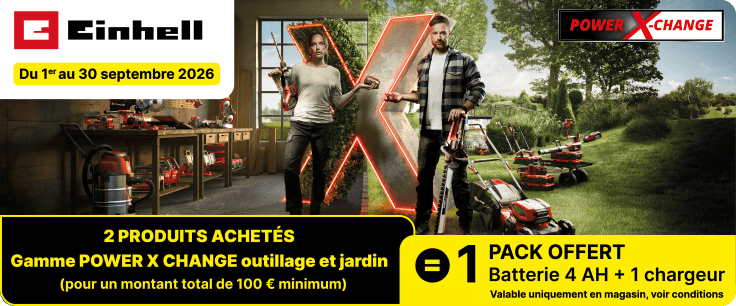 Offre EINHELL 2 produits achetés = 1 pack offert