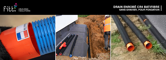 D&eacute;couvrez le Drain de fondation Batifibre 2,5m sans gravier de la marque FITT