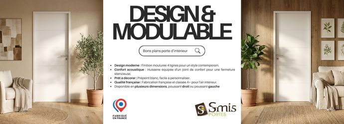 Bloc-porte postform&eacute; pr&eacute;peint QUADRIZ marque SMIS PORTES