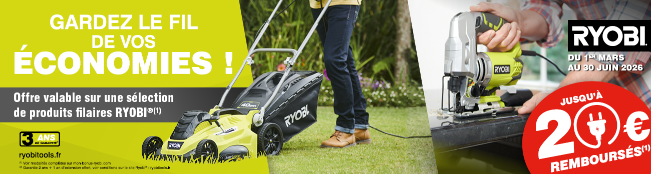 Ryobi jusqu'&agrave; 20&euro; rembours&eacute;s