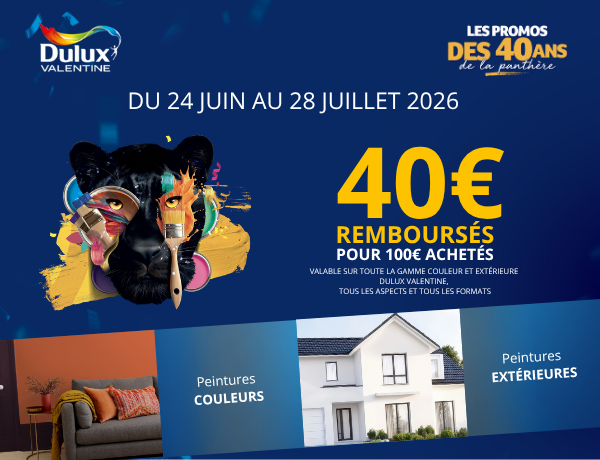 50% rembours&eacute;s sur votre 2e pot de peinture Dulux Valentine &eacute;ligible