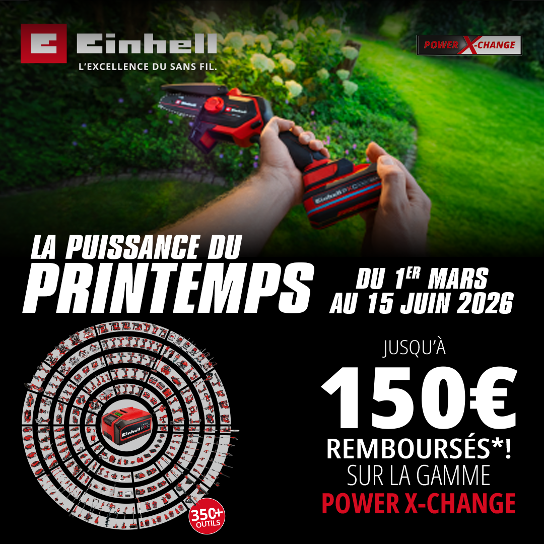Jusqu'à 150€ remboursés sur la gamme POWER X-CHANGE Einhell