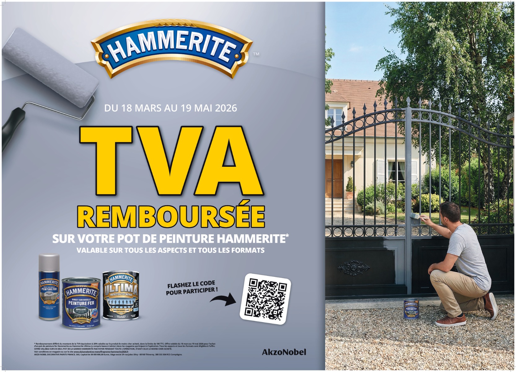 TVA rembours&eacute;e sur votre pot de peinture Hammerite &eacute;ligible