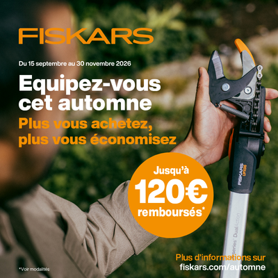  Jusqu'&agrave; 120&euro; rembours&eacute;s sur vos achats de produits Fiskars  &eacute;ligibles