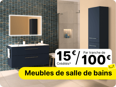 opération 30 ans février 2026 - offre 15€/100€ sur les meubles de salle de bains