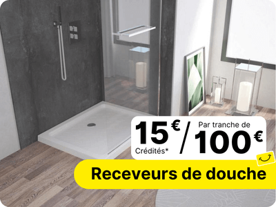 opération 30 ans février 2026 - offre 15€/100€ sur les receveurs de douche