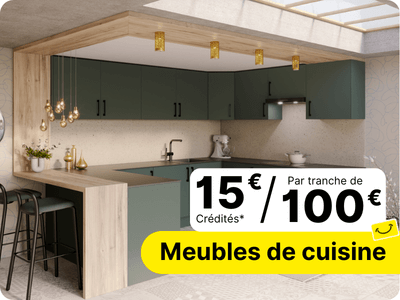 op&eacute;ration 30 ans MARS 2026 - offre 15&euro;/100&euro; sur les meubles de cuisine