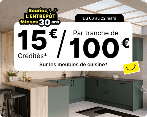 op&eacute;ration 30 ans MARS 2026 - 15/100 sur une s&eacute;lection de meubles de cuisine 