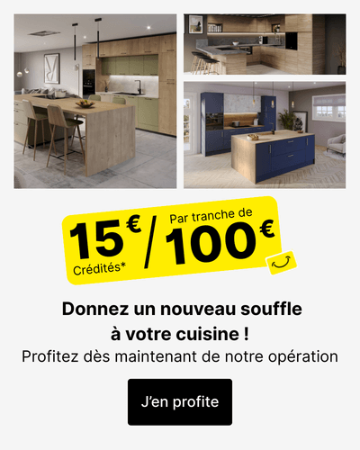 Offre 15&euro; par tranche de 100&euro; sur les meubles de cuisine