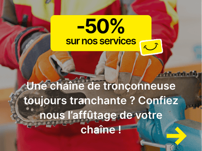 Service d’affûtage pour vos chaînes et outils -50% en magasin - offre anniversaire 30 ans