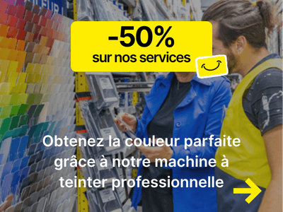 Créez votre peinture sur mesure avec notre machine à teinter -50% en magasin - offre anniversaire 30 ans