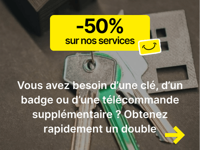 Reproduction de clés, télécommandes & badges -50% en magasin - offre anniversaire 30 ans