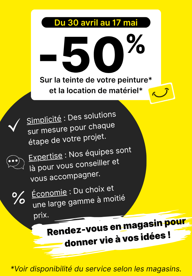 offre services : -50% de remise sur les services avec la carte fid&eacute;lit&eacute; : la carte sourire machine &agrave; teinter et location de mat&eacute;riel