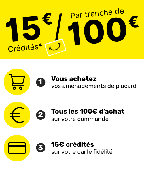 15 euros crédités tous les 100 euros d'achat