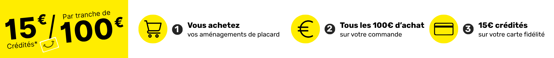 15 euros crédités tous les 100 euros d'achat