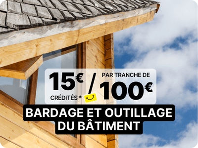 15 euros cr&eacute;dit&eacute;s tous les 100 euros d'achat sur une s&eacute;lection de grande marques de mat&eacute;riaux