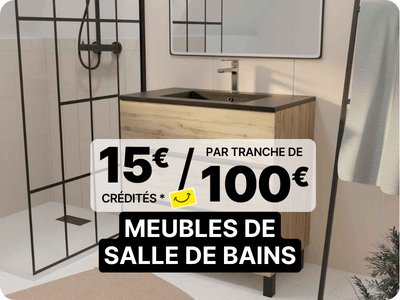 15 euros cr&eacute;dit&eacute;s tous les 100 euros d'achat sur une s&eacute;lection de grande marques de sanitaire