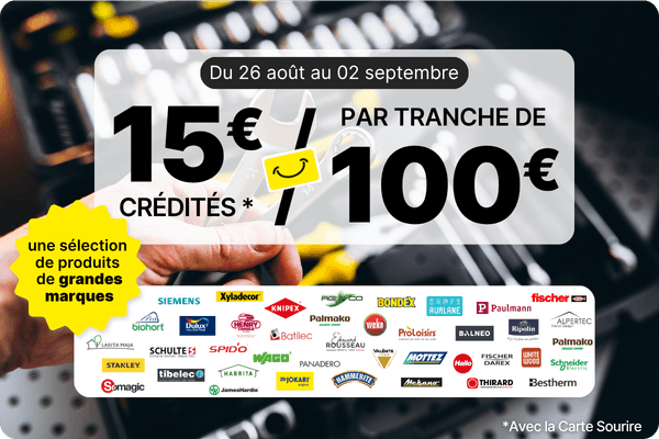 15 euros cr&eacute;dit&eacute;s tous les 100 euros d'achat sur une s&eacute;lection de grande marques - op&eacute;ration marques &eacute;t&eacute; 2026
