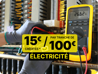 15 euros crédités tous les 100 euros d'achat sur une sélection de grande marques d'électricité