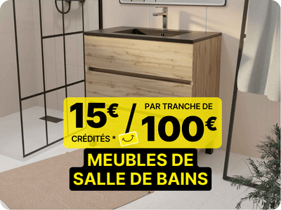 15 euros crédités tous les 100 euros d'achat sur une sélection de grande marques de sanitaire