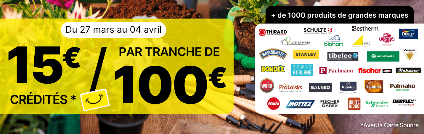 op&eacute;ration marques mars avril 2026 - 15&euro;/100&euro; 